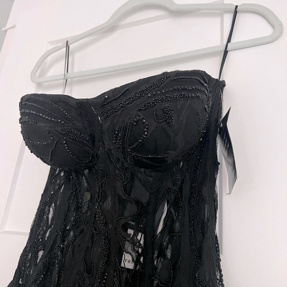 Retrofete Bryson Embellished Lace Sheer Strapless Mini Dress Black NEW with tags - Picture 4 of 9